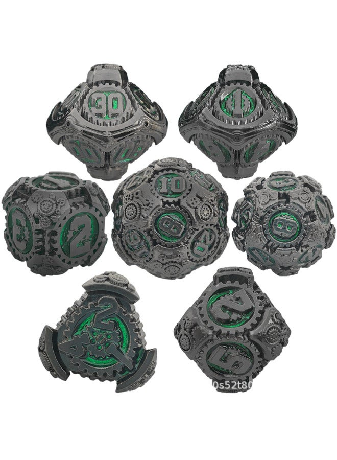 Mechanical Gear Metal Solid Dice 7-piece DND Dungeons & Dragons Polyhedron Sieve TRPG Table Game